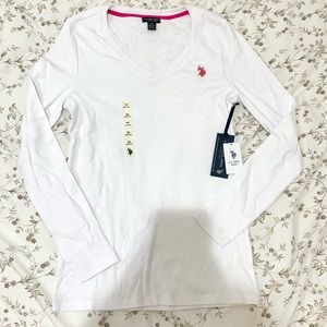 NEW- POLO V- Neck Long Sleeve Shirt